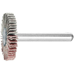 PFERD - 1-3/16" Diam x 1/4" Face Width, Aluminum Oxide Coated Mounted Flap Wheel - 1/4" Shank Mount, 80 Grit, 25,000 Max RPM - Benchmark Tooling