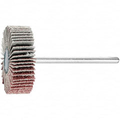 PFERD - 1-3/16" Diam x 3/8" Face Width, Aluminum Oxide Coated Mounted Flap Wheel - 1/8" Shank Mount, 80 Grit, 25,000 Max RPM - Benchmark Tooling