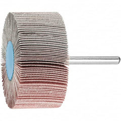 PFERD - 2-1/2" Diam x 1" Face Width, Aluminum Oxide Coated Mounted Flap Wheel - 1/4" Shank Mount, 180 Grit, 23,000 Max RPM - Benchmark Tooling