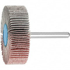 PFERD - 2" Diam x 1/2" Face Width, Aluminum Oxide Coated Mounted Flap Wheel - 1/4" Shank Mount, 80 Grit, 23,000 Max RPM - Benchmark Tooling