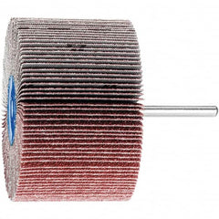 PFERD - 3" Diam x 2" Face Width, Aluminum Oxide Coated Mounted Flap Wheel - 1/4" Shank Mount, 60 Grit, 6,000 Max RPM - Benchmark Tooling