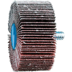PFERD - 2" Diam x 1" Face Width, Aluminum Oxide Coated Mounted Flap Wheel - 1/4-20 Threaded Mount, 80 Grit, 23,000 Max RPM - Benchmark Tooling