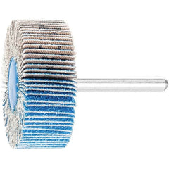 PFERD - 2" Diam x 1" Face Width, Aluminum Oxide Coated Mounted Flap Wheel - 1/4" Shank Mount, 80 Grit, 23,000 Max RPM - Benchmark Tooling