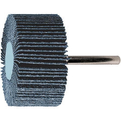 PFERD - 2-1/2" Diam x 1" Face Width, Aluminum Oxide Coated Mounted Flap Wheel - 1/4" Shank Mount, 120 Grit, 23,000 Max RPM - Benchmark Tooling