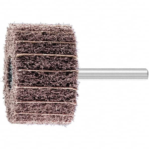 PFERD - 2" Diam x 1-1/4" Face Width, Aluminum Oxide Nonwoven Mounted Flap Wheel - 1/4" Shank Mount, 100 Grit, 12,000 Max RPM - Benchmark Tooling