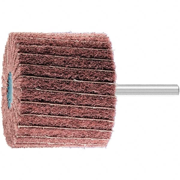PFERD - 2-3/8" Diam x 2" Face Width, Aluminum Oxide Nonwoven Mounted Flap Wheel - 1/4" Shank Mount, 180 Grit, 10,000 Max RPM - Benchmark Tooling