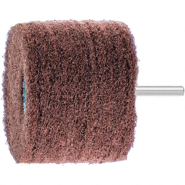 PFERD - 3" Diam x 2" Face Width, Aluminum Oxide Nonwoven Mounted Flap Wheel - 1/4" Shank Mount, 180 Grit, 7,500 Max RPM - Benchmark Tooling