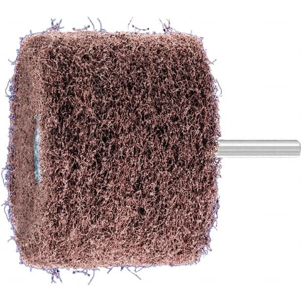 PFERD - 3" Diam x 2" Face Width, Aluminum Oxide Nonwoven Mounted Flap Wheel - 1/4" Shank Mount, 100 Grit, 7,500 Max RPM - Benchmark Tooling