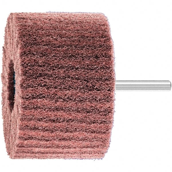 PFERD - 3" Diam x 2" Face Width, Aluminum Oxide Nonwoven Mounted Flap Wheel - 1/4" Shank Mount, 280 Grit, 7,500 Max RPM - Benchmark Tooling