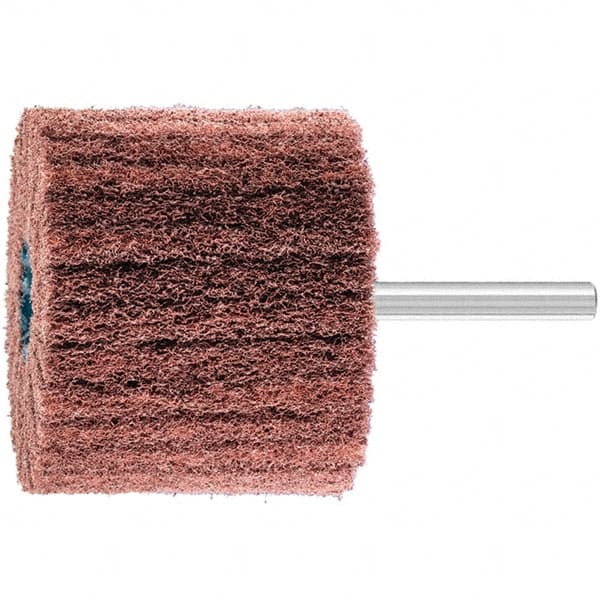 PFERD - 2-3/8" Diam x 2" Face Width, Aluminum Oxide Nonwoven Mounted Flap Wheel - 1/4" Shank Mount, 280 Grit, 10,000 Max RPM - Benchmark Tooling