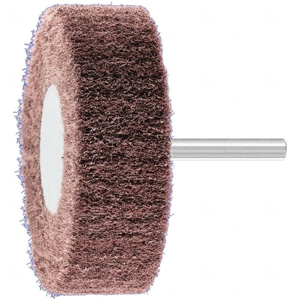 PFERD - 3" Diam x 1" Face Width, Aluminum Oxide Nonwoven Mounted Flap Wheel - 1/4" Shank Mount, 280 Grit, 7,500 Max RPM - Benchmark Tooling