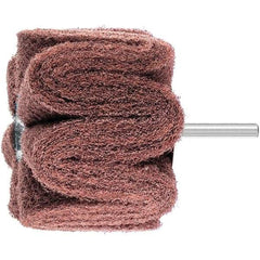 PFERD - 3" Diam x 2" Face Width, Aluminum Oxide Nonwoven Mounted Flap Wheel - 1/4" Shank Mount, 180 Grit, 7,500 Max RPM - Benchmark Tooling