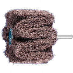 PFERD - 3" Diam x 2" Face Width, Aluminum Oxide Nonwoven Mounted Flap Wheel - 1/4" Shank Mount, 100 Grit, 7,500 Max RPM - Benchmark Tooling