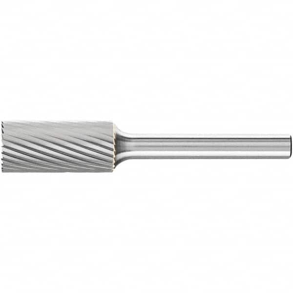 PFERD - 7/16" Cut Diam, 1/4" Shank Diam, Cylinder with End Cut Head Single Cut Burr - Tungsten Carbide, 1" LOC, 2-3/4" OAL - Benchmark Tooling