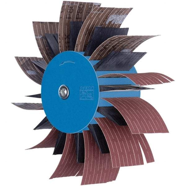 PFERD - 7" Diam x 2" Face Width, Aluminum Oxide Coated Mounted Flap Wheel - 3/8" Shank Mount, 3,500 Max RPM - Benchmark Tooling