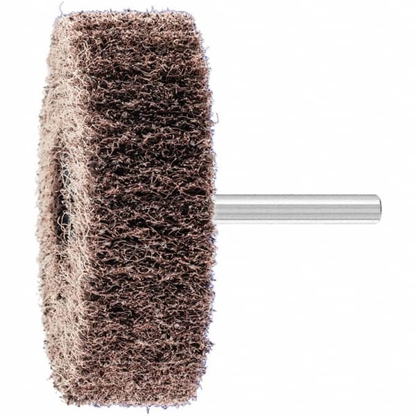 PFERD - 3" Diam x 1" Face Width, Aluminum Oxide Nonwoven Mounted Flap Wheel - 1/4" Shank Mount, 100 Grit, 7,500 Max RPM - Benchmark Tooling