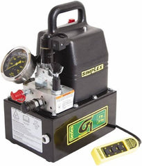 TK Simplex - 10,000 psi Electric Hydraulic Pump & Jack - 1 Gal Oil Capacity, 4-Way, 3 Position Valve, Use with Single Acting Cylinders, Advance, Hold & Retract - Benchmark Tooling