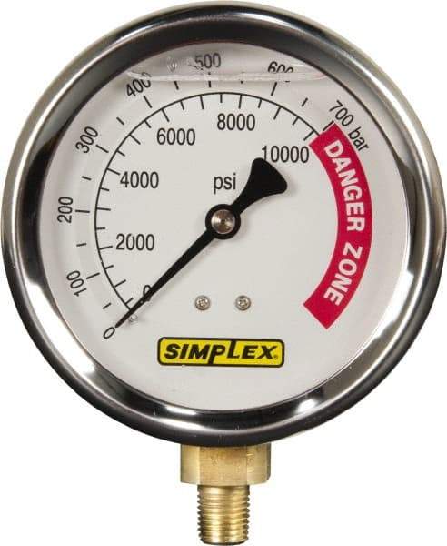 TK Simplex - Hydraulic Pressure Gages & Adapters Type: Liquid-Filled Gauge Pressure Rating: 0 - 10000 - Benchmark Tooling