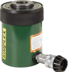 TK Simplex - 2-1/2" Stroke, 30 Ton Portable Hydraulic Hollow Hole Cylinder - 7.22 Sq In Effective Area, 18.05 Cu In Oil Capacity, 7.03 to 9.53" High, 2-1/2" Plunger Diam, 10,000 Max psi - Benchmark Tooling