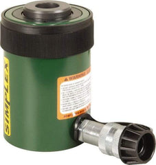 TK Simplex - 2" Stroke, 20 Ton Portable Hydraulic Hollow Hole Cylinder - 4.73 Sq In Effective Area, 9.46 Cu In Oil Capacity, 6.42 to 8.42" High, 2-1/8" Plunger Diam, 10,000 Max psi - Benchmark Tooling