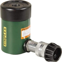 TK Simplex - 1-5/8" Stroke, 12 Ton Portable Hydraulic Hollow Hole Cylinder - 2.76 Sq In Effective Area, 4.5 Cu In Oil Capacity, 4.75 to 6.38" High, 1-3/8" Plunger Diam, 10,000 Max psi - Benchmark Tooling