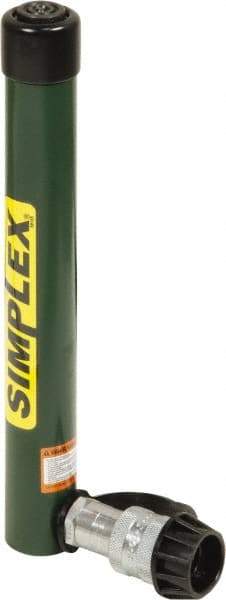 TK Simplex - 9-3/16" Stroke, 5 Ton Portable Hydraulic Single Acting Cylinder - 0.99 Sq In Effective Area, 9.07 Cu In Oil Capacity, 12.83 to 22.01" High, 1" Cyl Bore Diam, 1-1/8" Plunger Diam, 10,000 Max psi - Benchmark Tooling