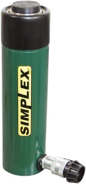 TK Simplex - 8-1/4" Stroke, 30 Ton Portable Hydraulic Single Acting Cylinder - 6.49 Sq In Effective Area, 53.6 Cu In Oil Capacity, 15.25 to 23.5" High, 2.25" Cyl Bore Diam, 2-7/8" Plunger Diam, 10,000 Max psi - Benchmark Tooling