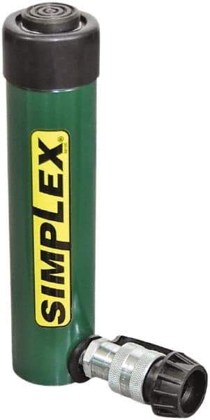 TK Simplex - 2-1/8" Stroke, 15 Ton Portable Hydraulic Single Acting Cylinder - 3.14 Sq In Effective Area, 6.28 Cu In Oil Capacity, 5.83 to 7.96" High, 1.63" Cyl Bore Diam, 2" Plunger Diam, 10,000 Max psi - Benchmark Tooling