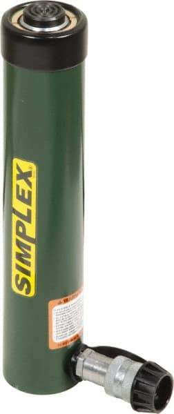 TK Simplex - 10-3/8" Stroke, 15 Ton Portable Hydraulic Single Acting Cylinder - 3.14 Sq In Effective Area, 31.4 Cu In Oil Capacity, 14.69 to 25.07" High, 1.63" Cyl Bore Diam, 2" Plunger Diam, 10,000 Max psi - Benchmark Tooling