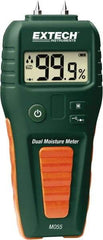 Extech - 32 to 122°F Operating Temp, Moisture Meter - LCD Display, Includes (2) Pins, Protective Cap, 9V Battery - Benchmark Tooling