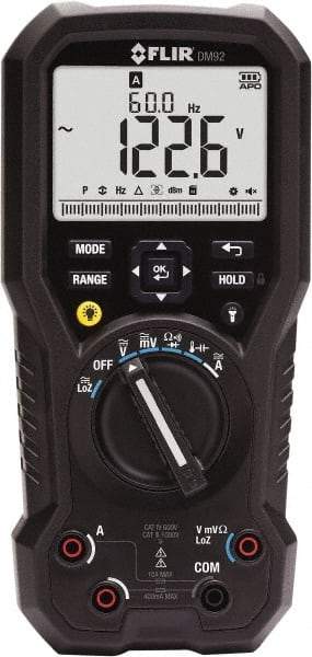 FLIR - DM92, CAT IV, 1,000 VAC/VDC, Digital Multimeter - 40 mOhm, Measures Voltage, Capacitance, Current, Frequency, Resistance, Temperature - Benchmark Tooling