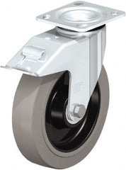 Swivel Top Plate Caster: Rubber, 8″ Wheel Dia, 2″ Wheel Width, 1,100 lb Capacity, 2-23/64″ OAH Rubber, 1,100 Lb Capacity, Ball Bearing, 4 x 4-1/2″ Plate