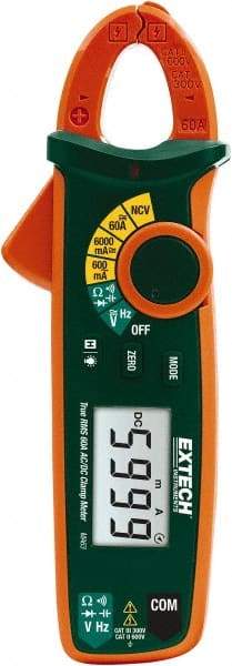 Extech - MA63, CAT III, Digital True RMS Clamp Meter with 0.7" Clamp On Jaws - 600 VAC/VDC, 60 AC/DC Amps, Measures Voltage, Capacitance, Continuity, Current, Frequency, Resistance - Benchmark Tooling