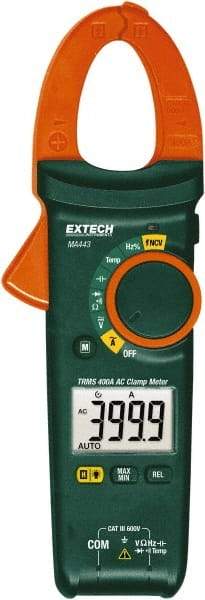 Extech - MA443, CAT III, Digital True RMS Auto Ranging Clamp Meter with 1.18" Clamp On Jaws - 600 VAC/VDC, 400 AC Amps, Measures Voltage, Capacitance, Continuity, Current, Frequency, Resistance, Temperature - Benchmark Tooling