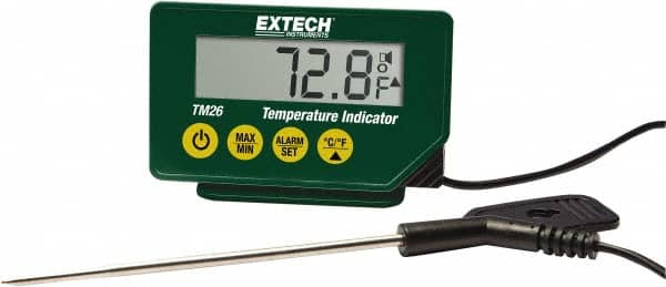 Extech - -40 to 392°F Waterproof Digital Thermometer - LCD Display, Stainless Steel Probe Sensor, CR-2032 Power - Benchmark Tooling