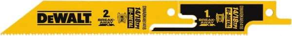 DeWALT - 6" Long x 1" Thick, Bi-Metal Reciprocating Saw Blade - Straight Profile, 14 to 18 TPI, Toothed Edge, Tang Shank - Benchmark Tooling