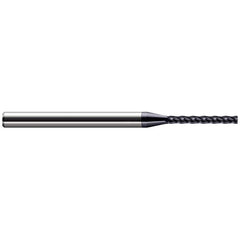 Corner Radius End Mill: 0.015″ Dia, 1/8″ LOC, 0.003″ Radius, 4 Flutes, Solid Carbide 2-1/2″ OAL, 1/8″ Shank Dia, 30 ° Helix, AlTiN Coated, Corner Radius End