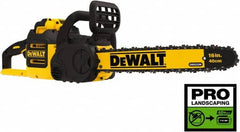 DeWALT - 40 Volt, 50 Ft/sec, Battery Powered Chainsaw - 16" Guide Bar Length, 7,500 RPM, 3/8" Chain Pitch, 0.043 Chain Gauge - Benchmark Tooling