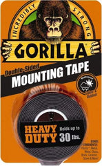 Gorilla Tape - 1" x 60" Acrylic Adhesive Double Sided Tape - 43 mil Thick, Black, Polyethylene Film Liner, Continuous Roll - Benchmark Tooling