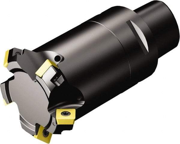 Sandvik Coromant - 63.5mm Cut Diam, 63mm Arbor Hole, 5.47mm Max Depth of Cut, 45° Indexable Chamfer & Angle Face Mill - 7 Inserts, 495-09T3M-XL Insert, Right Hand Cut, Through Coolant, Series CoroMill 495 - Benchmark Tooling