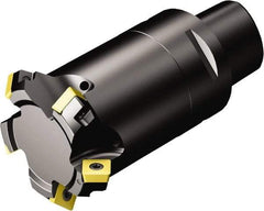 Sandvik Coromant - 63.5mm Cut Diam, 63mm Arbor Hole, 5.47mm Max Depth of Cut, 45° Indexable Chamfer & Angle Face Mill - 7 Inserts, 495-09T3M-XL Insert, Right Hand Cut, Through Coolant, Series CoroMill 495 - Benchmark Tooling