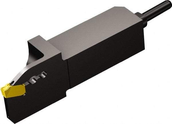 Sandvik Coromant - QS-QD-R/LF..C..S, External, Left Hand, 12.7mm Max Depth of Cut, Indexable Grooving Tool Holder - QD-NF-0250-0002-CM Insert Compatibility, 9.53mm Shank Height, 9.53mm Shank Width, 70mm OAL, Through Coolant - Benchmark Tooling