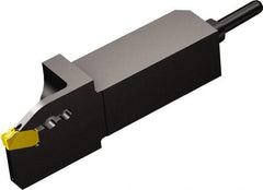 Sandvik Coromant - QSQD, External, Right Hand, 1/2" Max Depth of Cut, Indexable Grooving Tool Holder - QD-NE-0200-0002-CM Insert Compatibility, 3/8" Shank Height, 3/8" Shank Width, 2.7559" OAL, Through Coolant - Benchmark Tooling