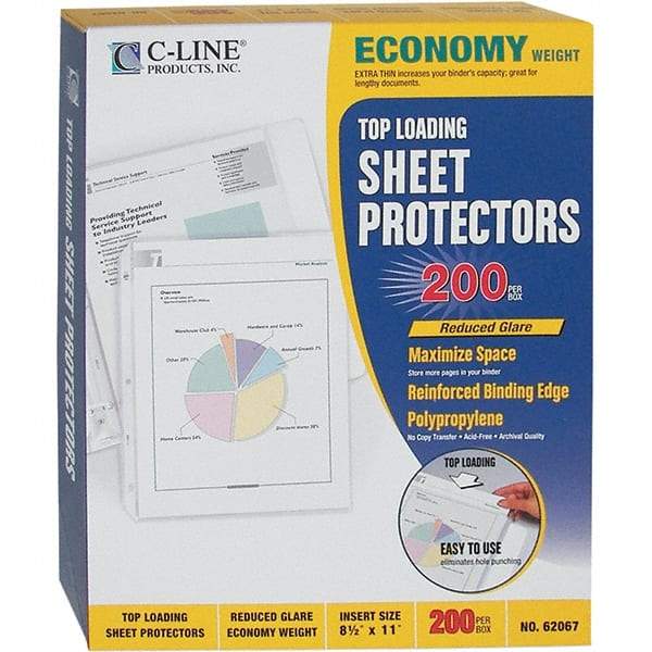 C-LINE - 200 Piece Clear Sheet Protectors-Ring Binder - 11" High x 8-1/2" Wide - Benchmark Tooling