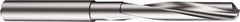 Sandvik Coromant - 6.3mm 130° Spiral Flute Solid Carbide Screw Machine Drill Bit - Uncoated, Right Hand Cut, 1.3386" Flute Length, 3.1102" OAL, Split Point, Straight Shank, Through Coolant - Benchmark Tooling