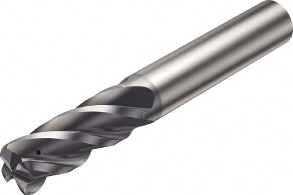 Sandvik Coromant - 5/16", 3/4" LOC, 5/16" Shank Diam, 2-1/2" OAL, 4 Flute, Solid Carbide Square End Mill - Single End, AlTiN Finish, Spiral Flute, 38° Helix, Right Hand Cut, Right Hand Flute, Series CoroMill Plura - Benchmark Tooling