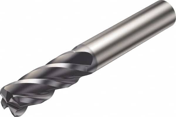 Sandvik Coromant - 1/2", 1-1/8" LOC, 1/2" Shank Diam, 3" OAL, 4 Flute, Solid Carbide Square End Mill - Single End, AlCrN Finish, Spiral Flute, 42° Helix, Right Hand Cut, Right Hand Flute, Series CoroMill Plura - Benchmark Tooling