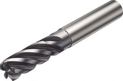 Sandvik Coromant - 1/2", 1.126" LOC, 1/2" Shank Diam, 3-1/2" OAL, 5 Flute, Solid Carbide Square End Mill - Single End, AlCrN Finish, Spiral Flute, 38° Helix, Right Hand Cut, Right Hand Flute, Series CoroMill Plura - Benchmark Tooling