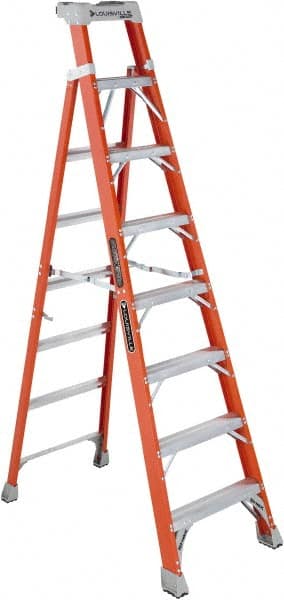 Louisville - 7 Steps, 8' High, Type IA Rating, Fiberglass Step Ladder - Benchmark Tooling