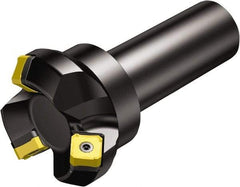 Sandvik Coromant - 50mm Cut Diam, 32mm Arbor Hole, 6mm Max Depth of Cut, 45° Indexable Chamfer & Angle Face Mill - 4 Inserts, 345R-13T5 Insert, Right Hand Cut, Series CoroMill 345 - Benchmark Tooling